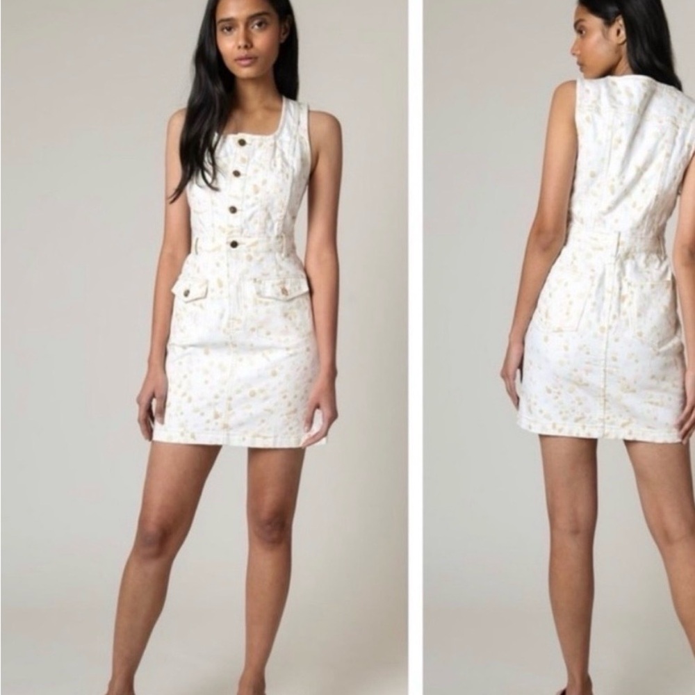 Rachel Antonoff Josh Mini Denim Neapolitan Splatter Dress
